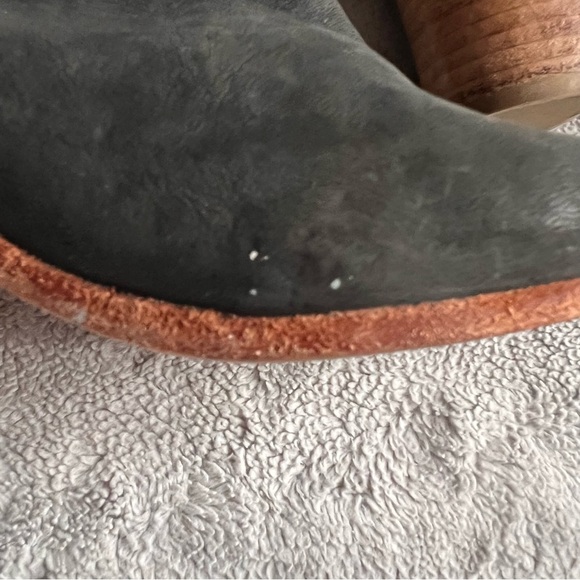 Free People Golden Road Peep Toe Leather Heel Boot Black Gray Sz 37 - Picture 10 of 15